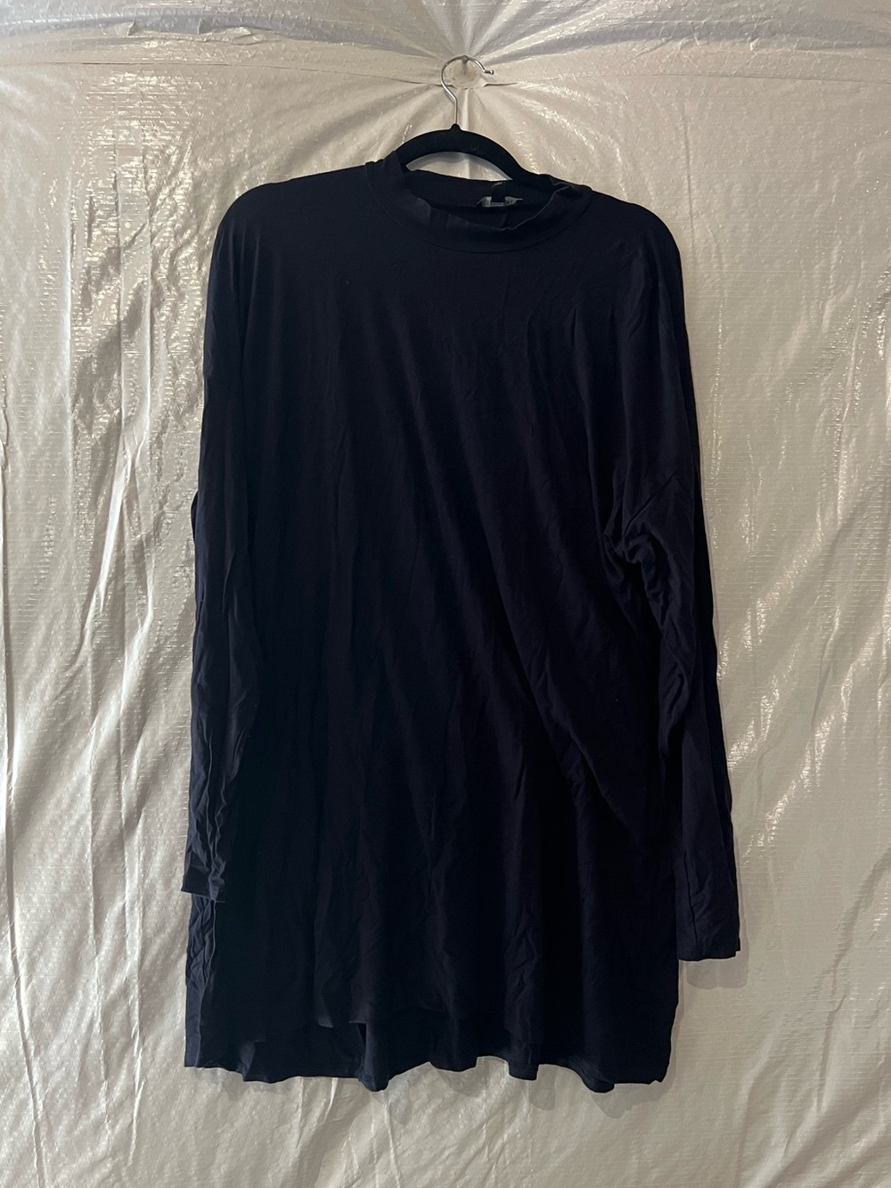 Eileen Fisher Navy Blue Mockneck Tunic Top Size XL